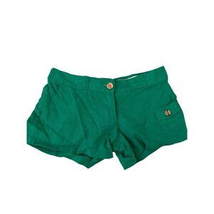 Lucy Love Green Linen Low Rise Shorts Women's Size L Y2K